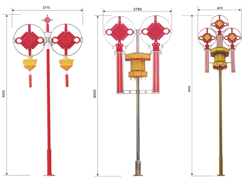 6米、9米高立桿中國結(jié)燈宮燈尺寸圖